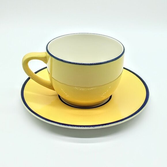 Pagnossin Treviso Spa Italy Yellow Ceramic Breakfast Cup Saucer - Picture 1 of 10
